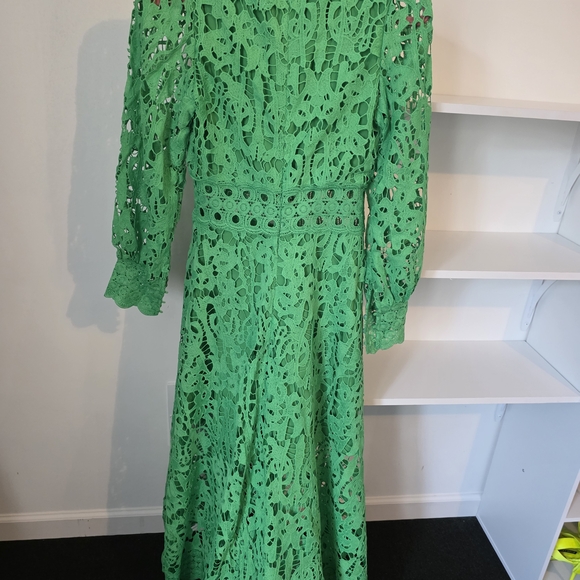 Catchall Green Lace Midi Dress Emerald High Neck Long Sleeve S NWT - Picture 5 of 6